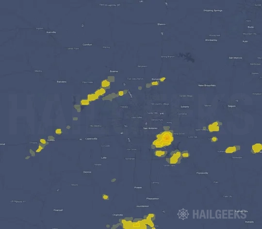 Hail map for San Antonio, TX