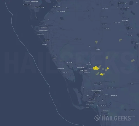 Hail map for North Port, FL on Mar 9, 2026