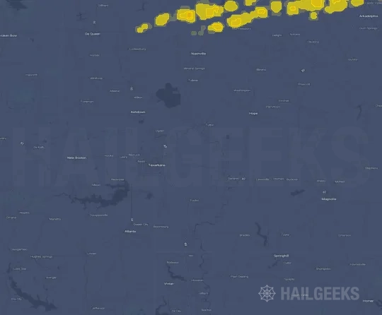 Hail map for Texarkana, AR