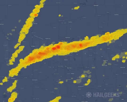 Hail map for Oklahoma City, OK