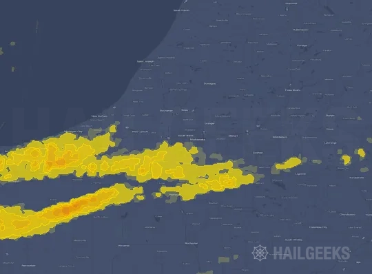Hail map for South Bend, IN