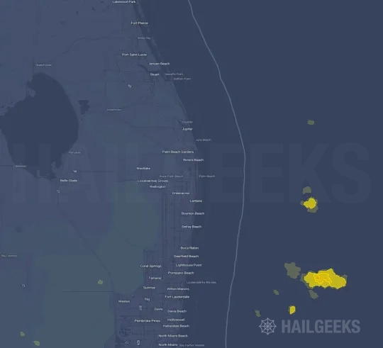 Hail map for West Palm Beach, FL on Mar 13, 2026