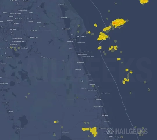Hail map for Palm Bay, FL