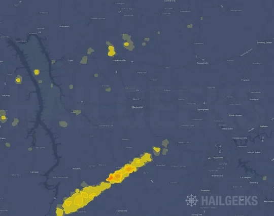 Hail map for Clarksville, TN
