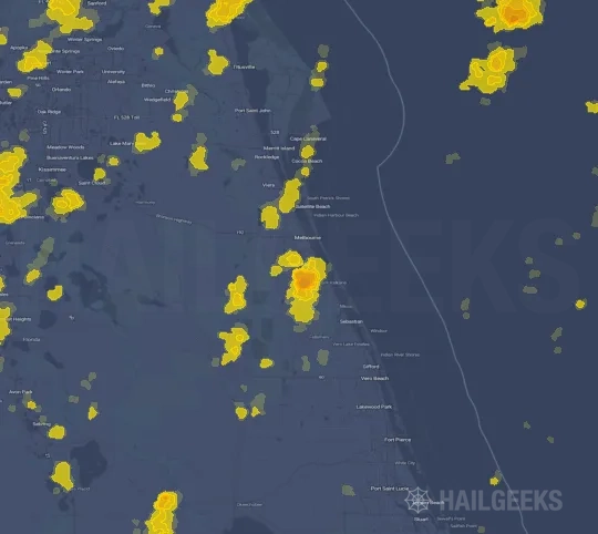 Hail map for Palm Bay, FL