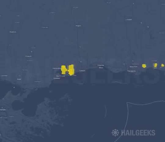 Hail map for Gulfport, MS