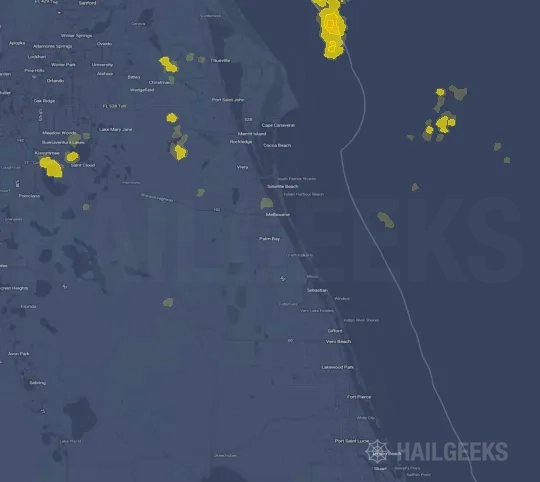 Hail map for Palm Bay, FL