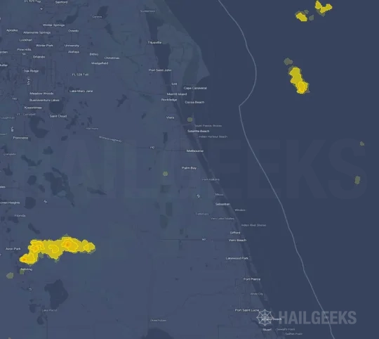 Hail map for Palm Bay, FL