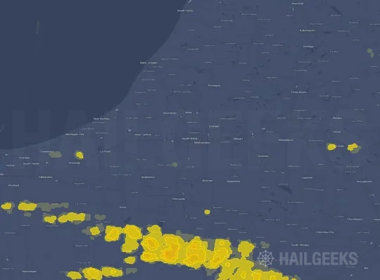 Hail map for South Bend, IN