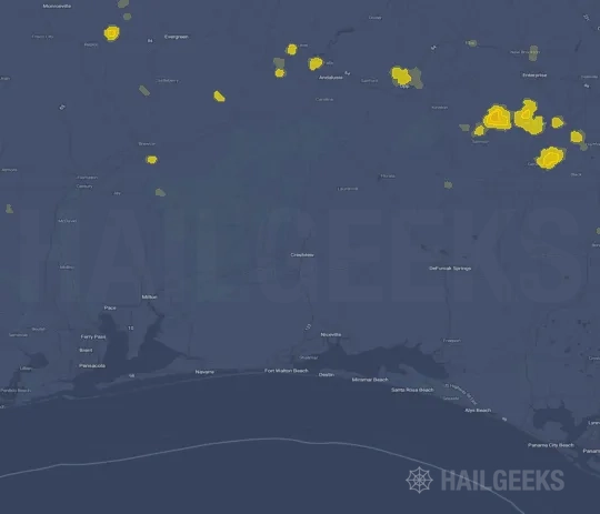 Hail map for Crestview, FL
