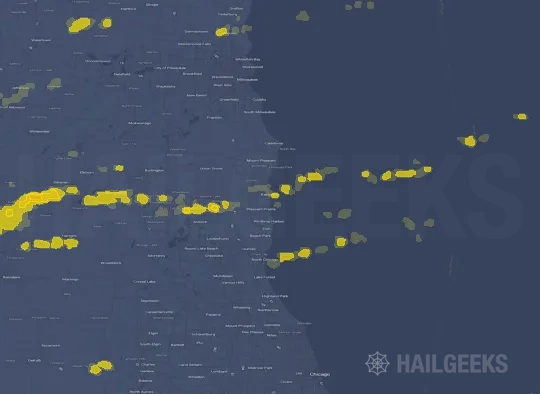 Hail map for Kenosha, WI