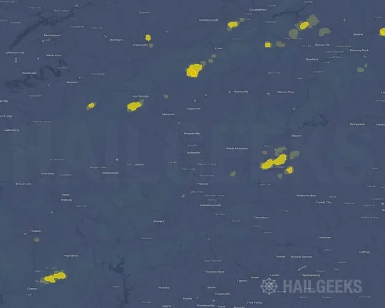 Hail map for Asheville, NC