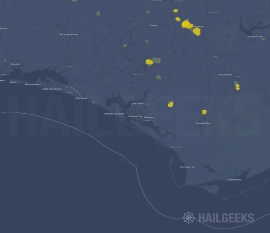 Hail map for Panama City, FL