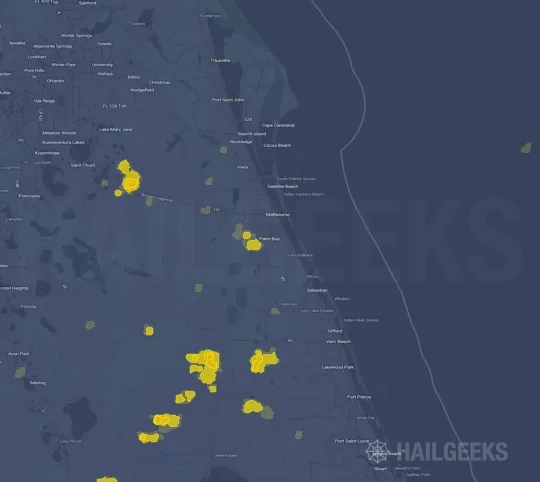 Hail map for Palm Bay, FL