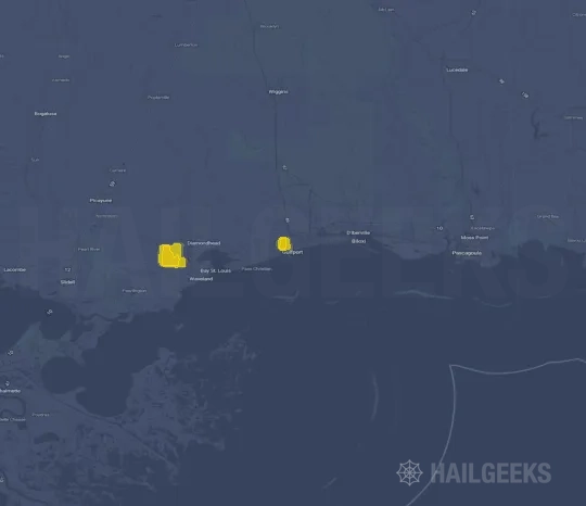 Hail map for Gulfport, MS
