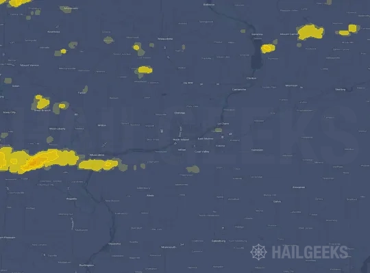 Hail map for Davenport, IA