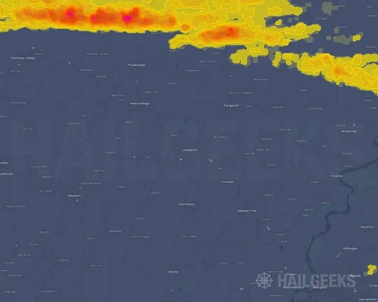 Hail map for Jonesboro, AR