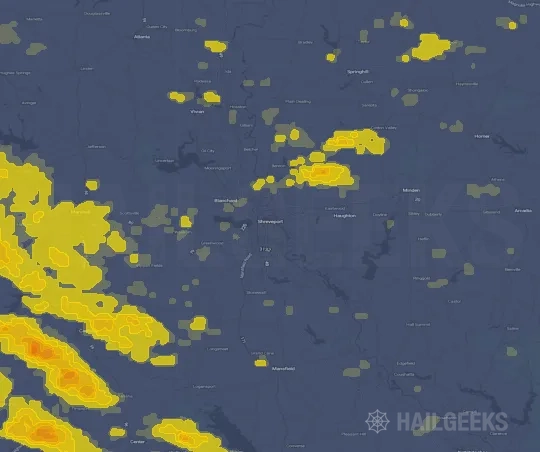 Hail map for Shreveport, LA