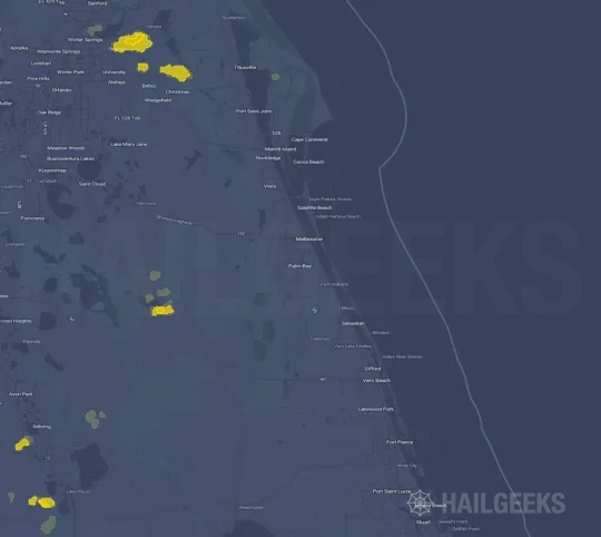 Hail map for Palm Bay, FL