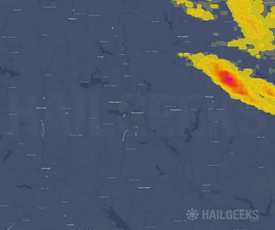 Hail map for Shreveport, LA