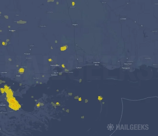 Hail map for Gulfport, MS