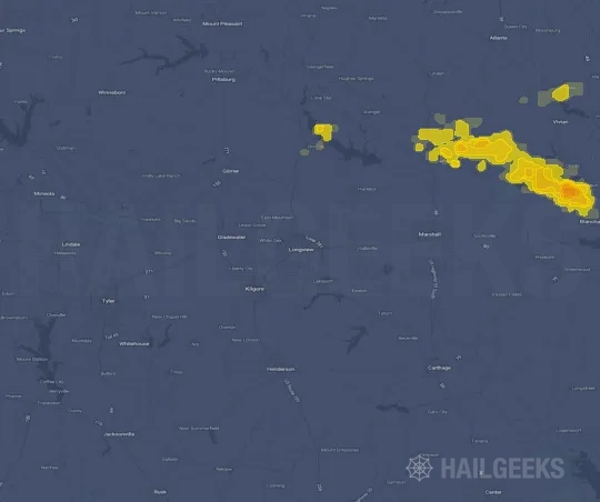 Hail map for Longview, TX