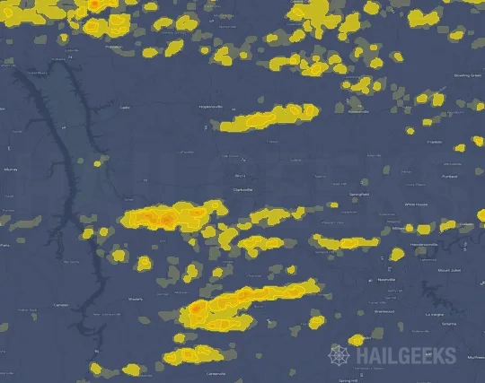 Hail map for Clarksville, TN