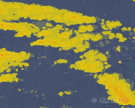 Hail map for Jonesboro, AR