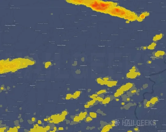 Hail map for Jonesboro, AR