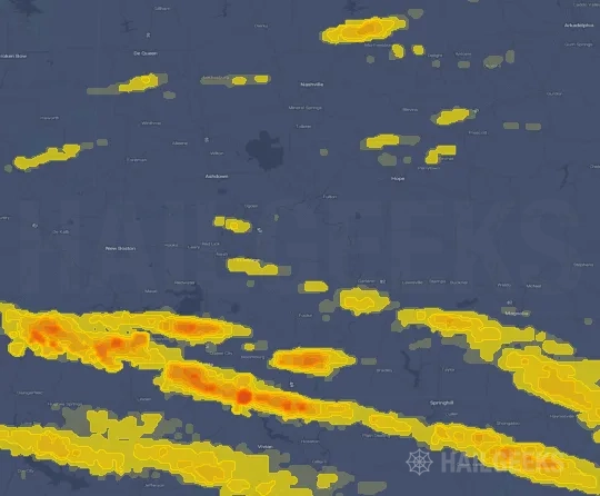 Hail map for Texarkana, AR