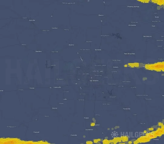 Hail map for San Antonio, TX