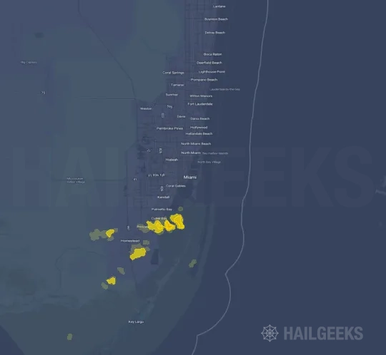 Hail map for Miami, FL