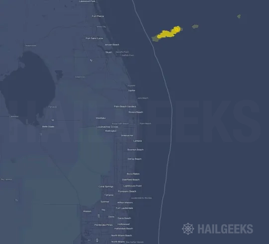Hail map for West Palm Beach, FL on May 3, 2026