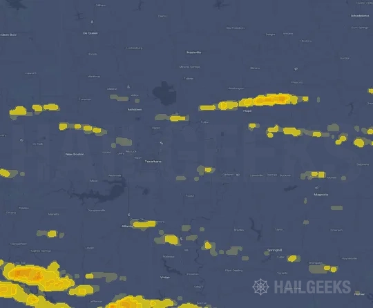 Hail map for Texarkana, AR