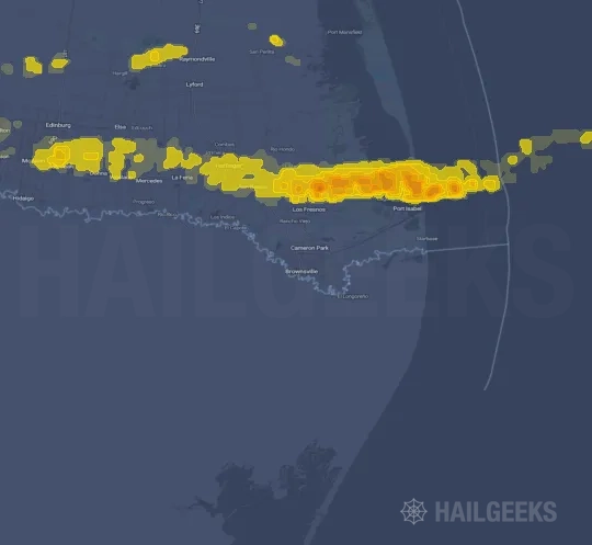 Hail map for Brownsville, TX