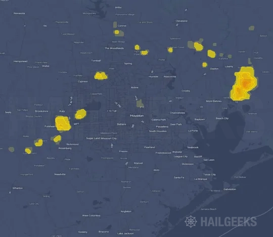 Hail map for Houston, TX
