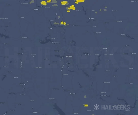 Hail map for Shreveport, LA