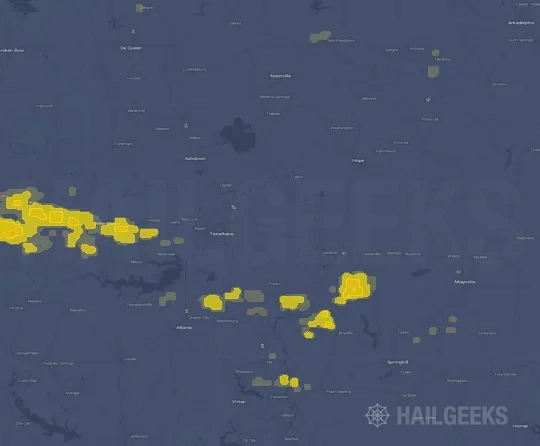 Hail map for Texarkana, AR