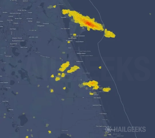 Hail map for Palm Bay, FL