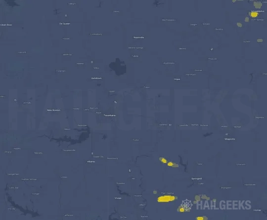 Hail map for Texarkana, AR