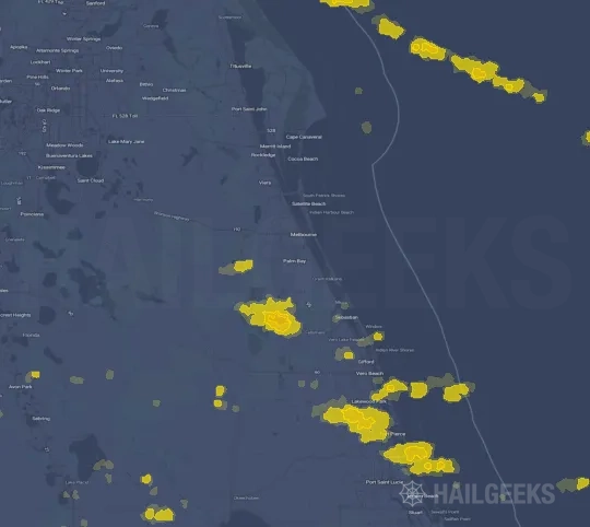 Hail map for Palm Bay, FL