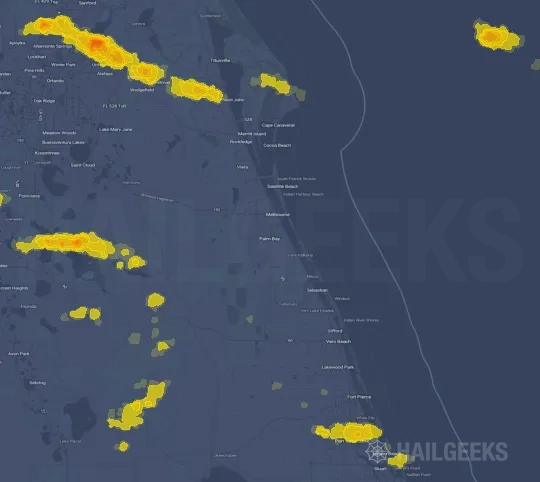 Hail map for Palm Bay, FL