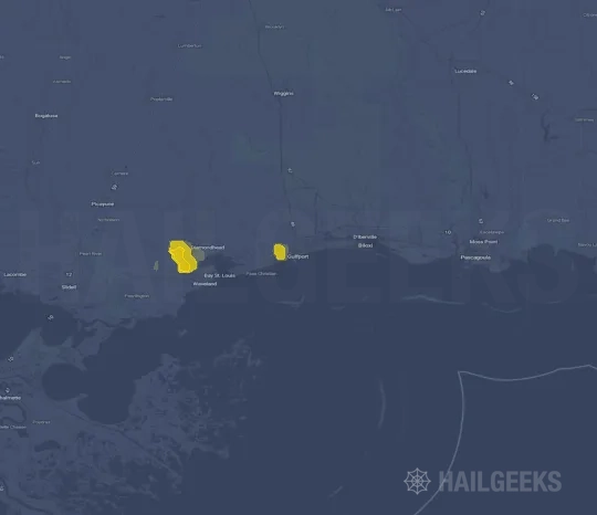 Hail map for Gulfport, MS
