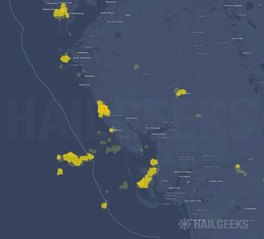 Hail map for North Port, FL
