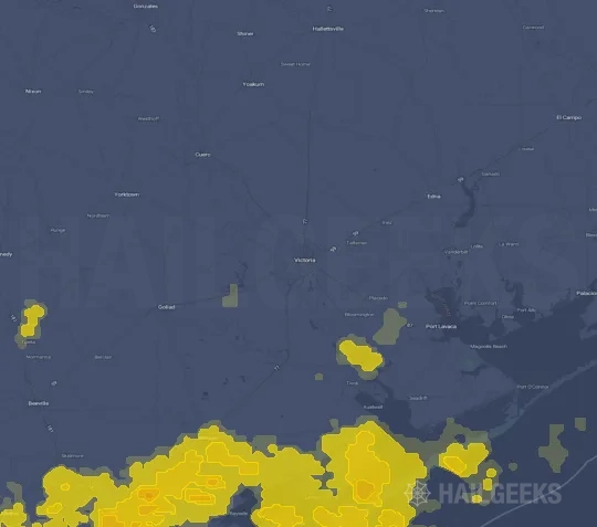 Hail map for Victoria, TX