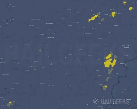 Hail map for Jonesboro, AR