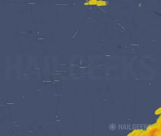 Hail map for Midland, TX