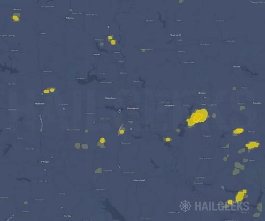 Hail map for Shreveport, LA