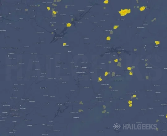 Hail map for Gadsden, AL