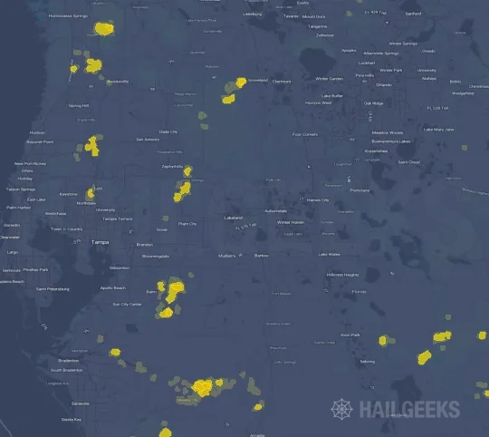 Hail map for Lakeland, FL
